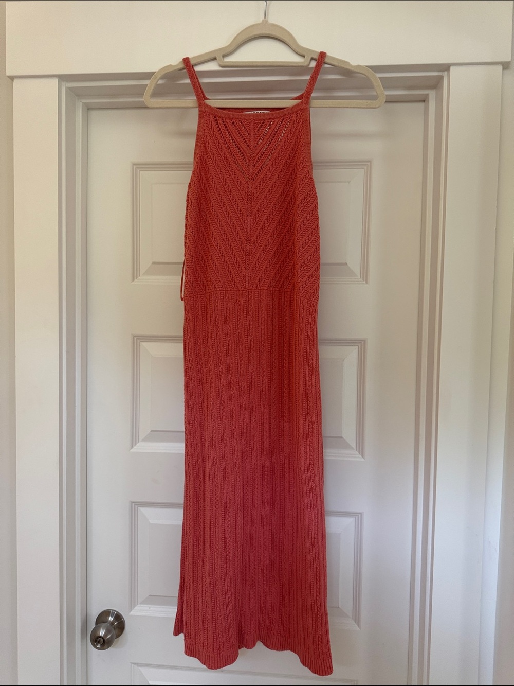 Old Navy Coral Crochet Maxi Dress with Spaghetti Straps